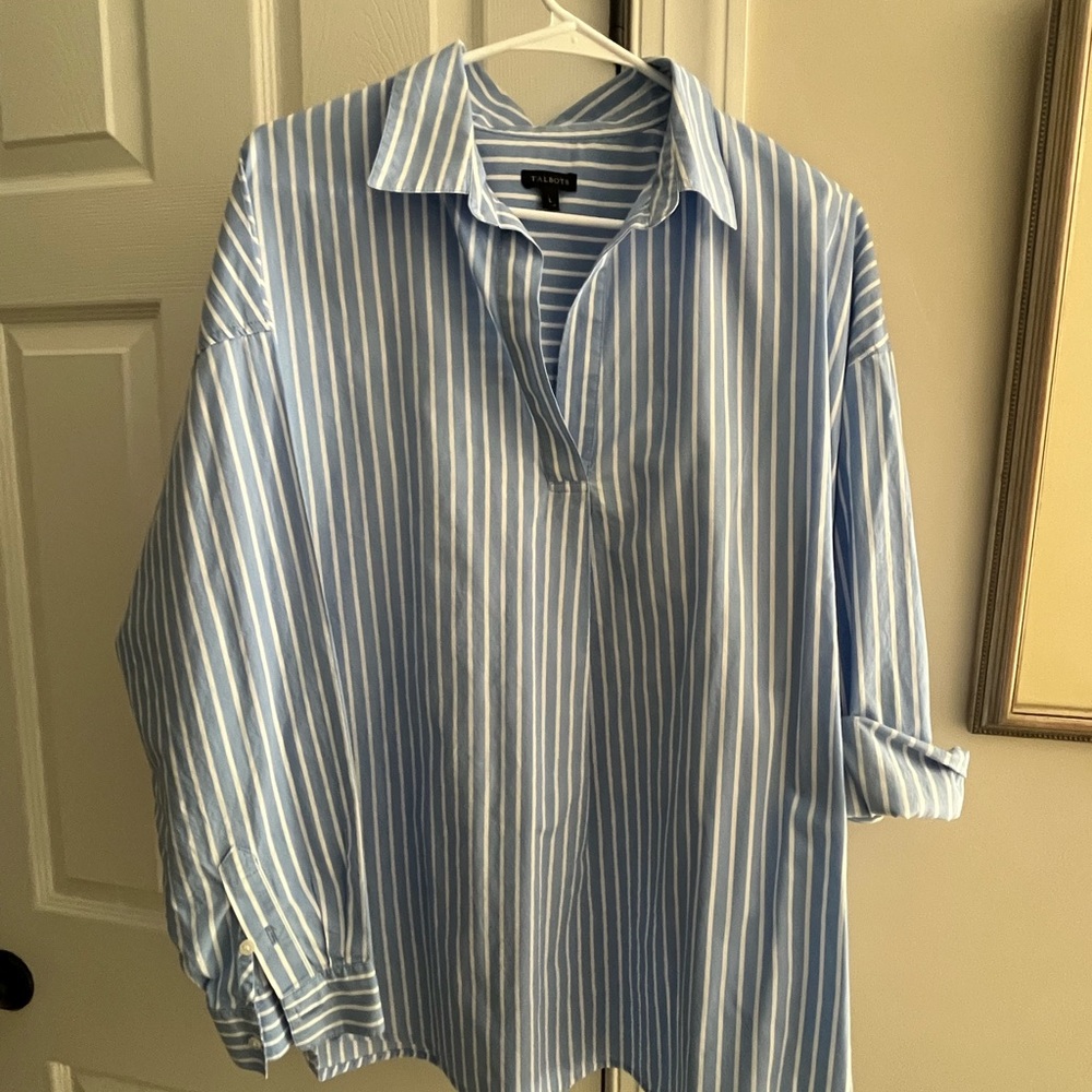 Talbots Blue and White Striped Tunic